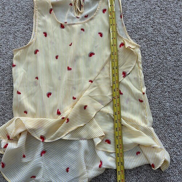 🎀 3 for $25 🎀 Coverstitched Women’s S Yellow Stripe Top Watermelon Summer - Picture 6 of 6